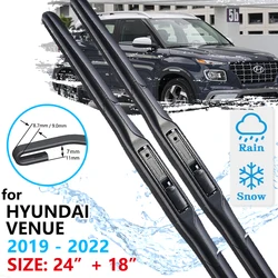 Car Front Wiper Blades For Hyundai Venue QX 2019 2020 2021 2022 2023 Windscreen Windshield Windows Accessories Brushes Washer