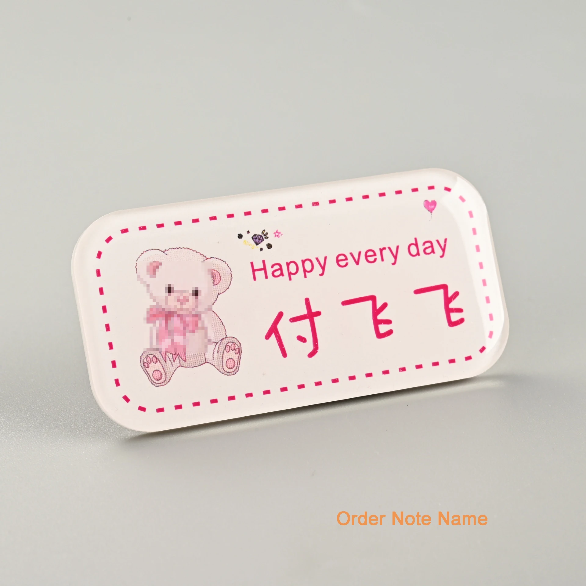 Custom  Acrylic Pin Badge Name Tag For Student Kids Cute Cartoon Pattern Office Work Name Card Brooch Badge Customization