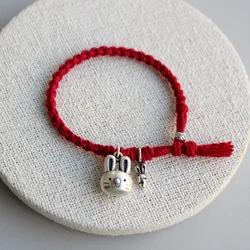 La Monada 17cm Length Can Customized 999 Pure Silver Rope Bracelets Thread Line String Rabbit Radish Bracelets For Women Girls