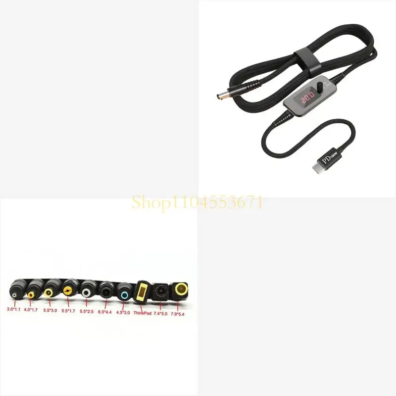 

Бестселлер Гибкие напряжения USB C DC5521 Адаптер Кабельный шнур 10 сменные кончики