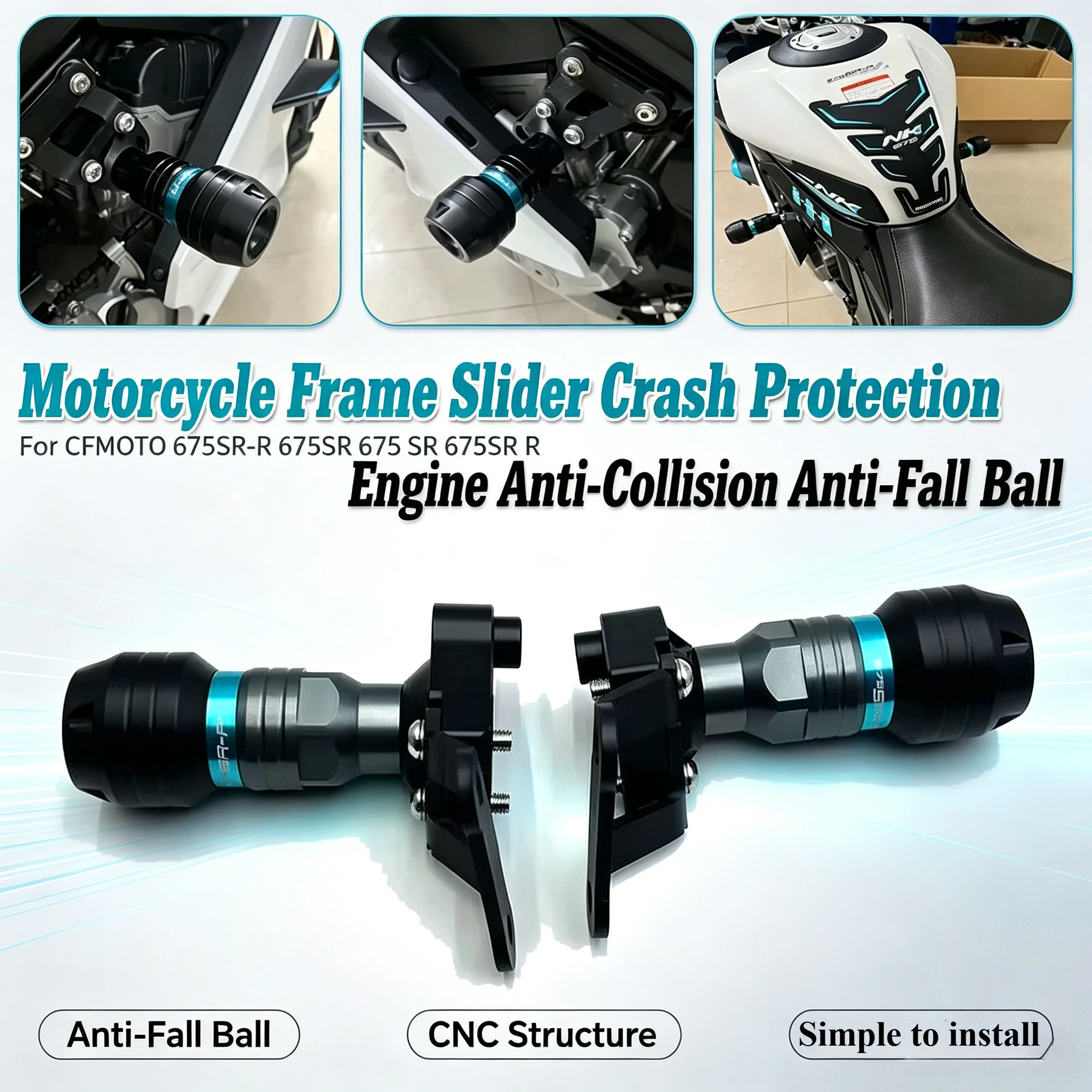 for CFMOTO 675SR-R 675SR 675 SR 675SR R Motorcycle Frame Slider Crash Protection Engine Anti-Collision Anti-Fall Ball Suitable