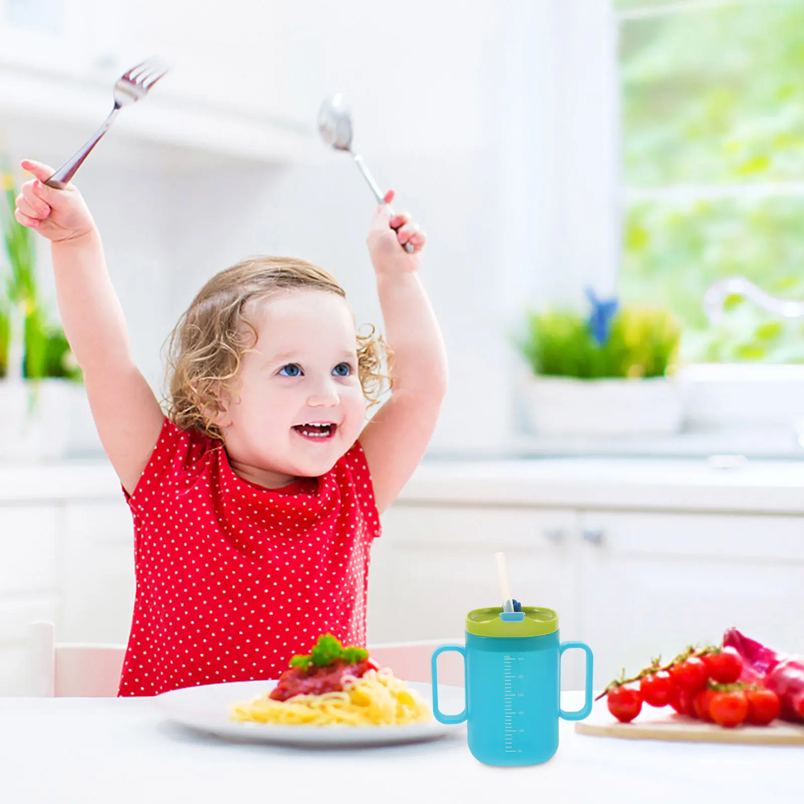 

Kids Baby Drinking Cup 300ml Spill Proof Straw Sippy Cup for Disabled Elderly Maternity Convalescent Feeding Water Soup