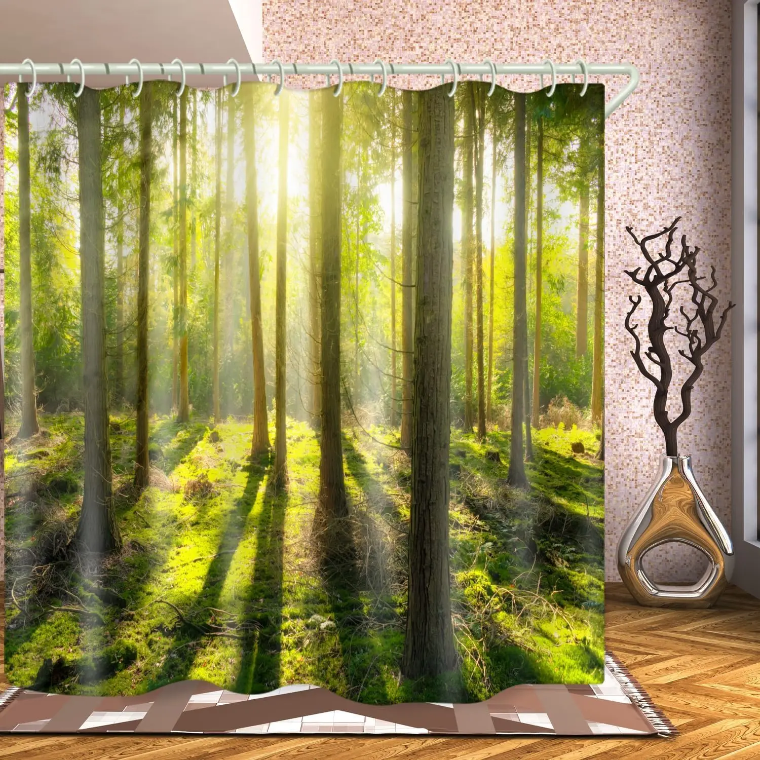 

3D занавески для душа для ванной комнаты, роскошная стандартная водонепроницаемая ткань, которую можно стирать, с 12 белыми крючками, 71x79 дюймов