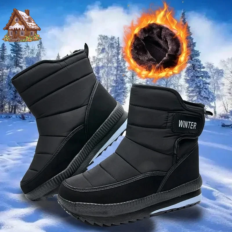 

Snow Boots Man New Large Size Cotton Shoes for Men Plush Warm Casual Men Boots Casual Non Slip Cotton Boots Zapatos 2025