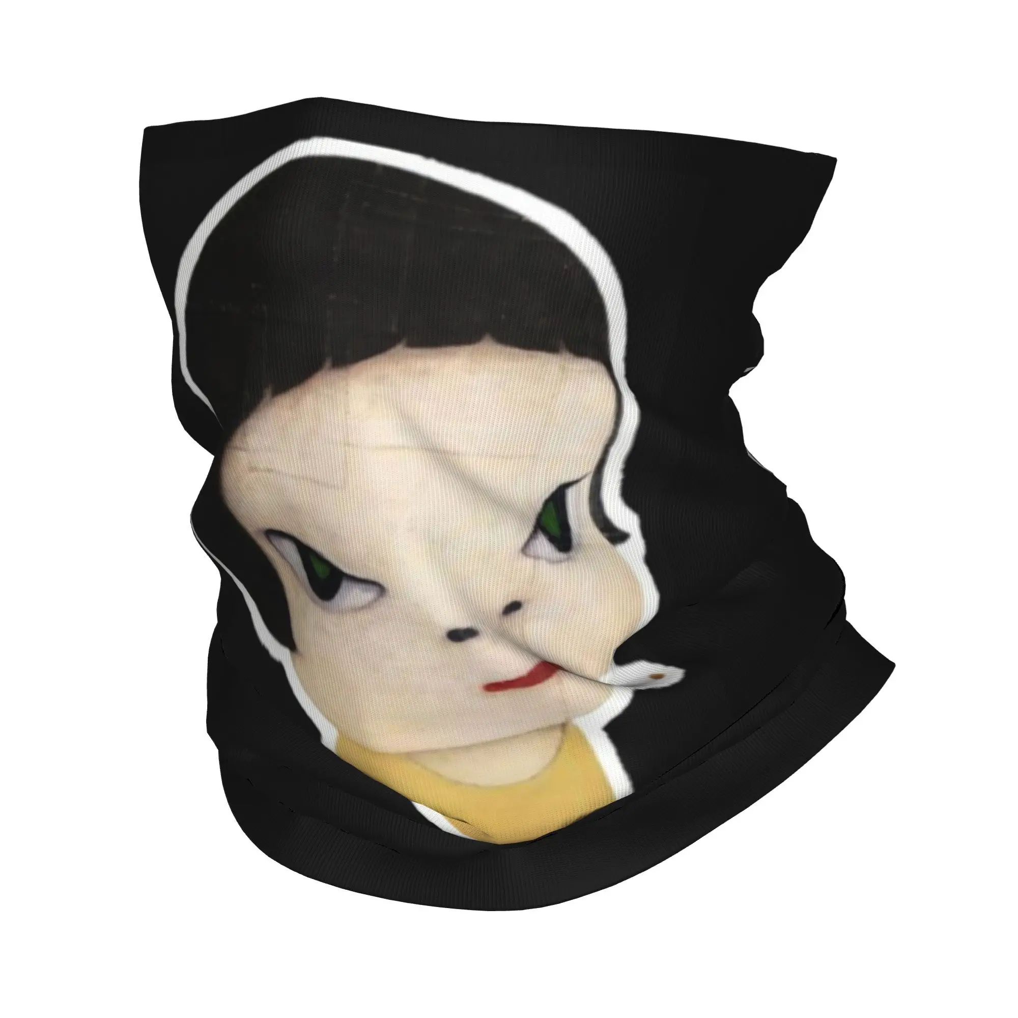 요시토모 나라 반다나 넥 커버 프린트 랩 스카프 따뜻한 모자를 쓰고 있죠 야외 스포츠 남여 성인 통기성