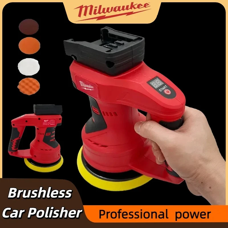 

Milwaukee Brushless Car Polisher 8 Gears Electric Polishing Machine Waxing Sanding Sealing Power Tools For 18V Battery