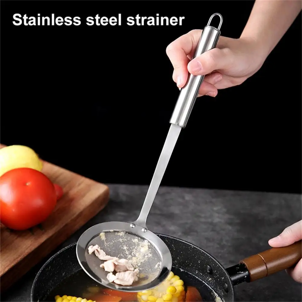 Fine Mesh Sieve Alternative Stainless Steel Oil Filter Spoon Fast Filtering Moisture Removal Ergonomic for Cooking for Cooking