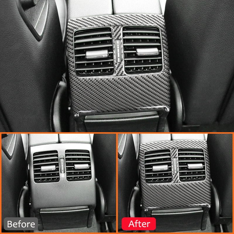 Carbon Fiber Car Rear Center Air Conditioning Outlet Vent Adjusting Decoration  Sticker For Mercedes Benz C Class W204 2007-2014