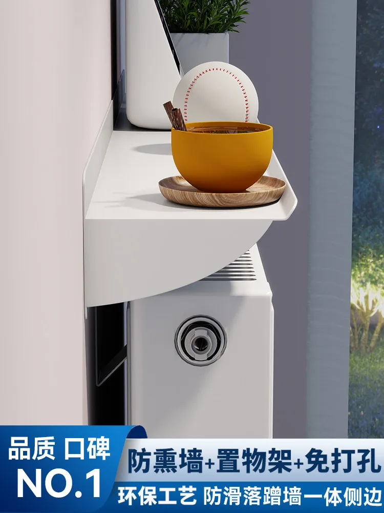 Radiator shelf, no punching, anti-fumigation wall baffle, partition above the heater, decoration, cover vintage fabric