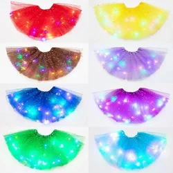 LED Glowing Light Kids Girls Princess Tutu Skirts Children Cloth Wedding Party Dancing Miniskirt Costume Cosplay Led Clothing