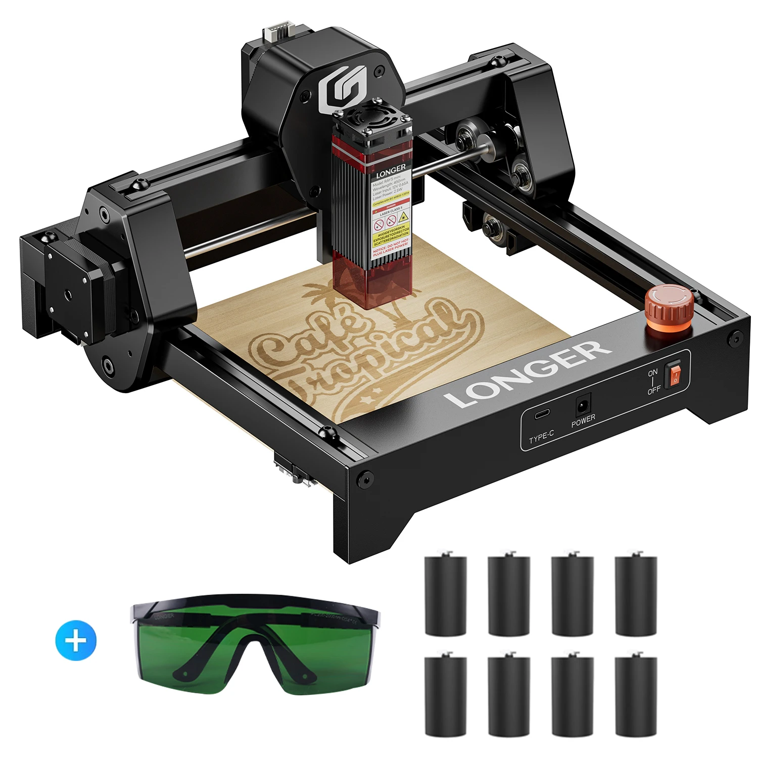 

Portable RAY5 2.5W mini Laser Engraving Machine + 8 pcs Raiser Tools + Protective Goggles Wood Leather Metal DIY CNC KIT Printer