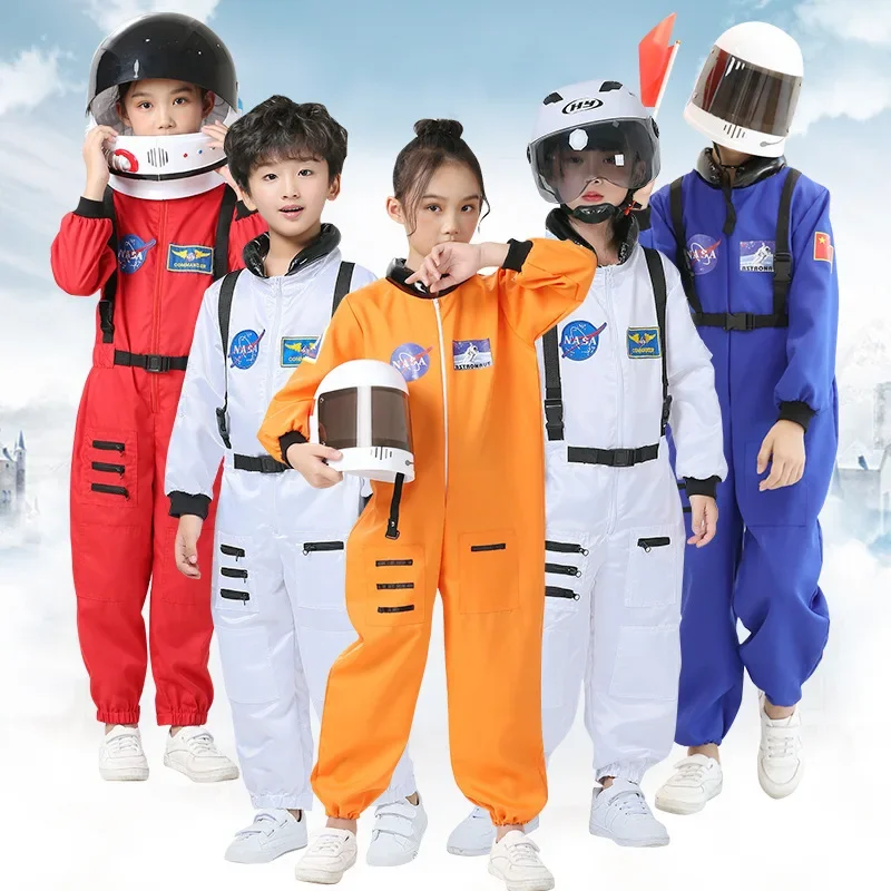 Halloween spaceman traje para crianças astronauta piloto traje meninos meninas cos ternos crianças astronauta papel cosplay roupas presentes