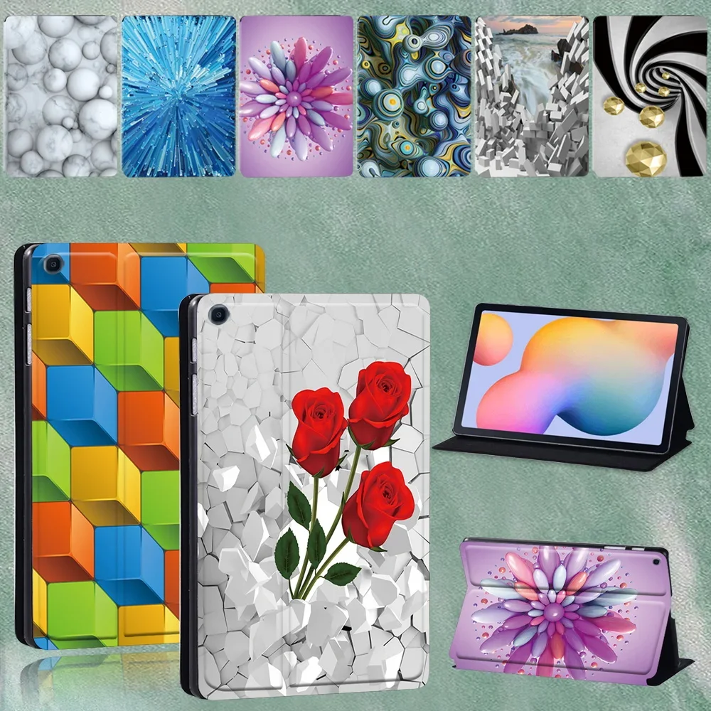 

Tablet Case for Samsung Galaxy Tab S6 Lite 10.4 Inch P610 P615 3D Series Pattern PU Leather Stand Cover + Free Stylus