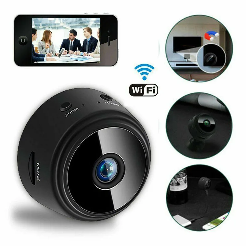 1080P Wireless Camera Multifunctional Wireless Indoor Camera Night Vision Motion Detection 360 Degree Bracket Household Security