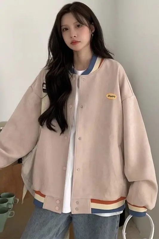 

Осенние куртки 2025 года, женские куртки больших размеров, женские, в французском европейском стиле, элитные, на пуговицах, с передним карманом, женские, простые, базовая мода