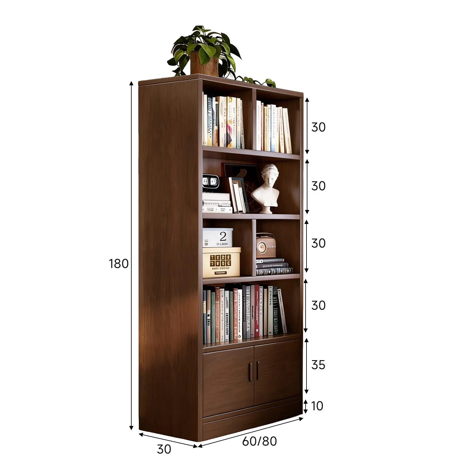 

Solid Wood Bookcase Floor-to-ceiling Storage Rack Living Room Storage Cabinet Integrated, Wall Display Cabinet