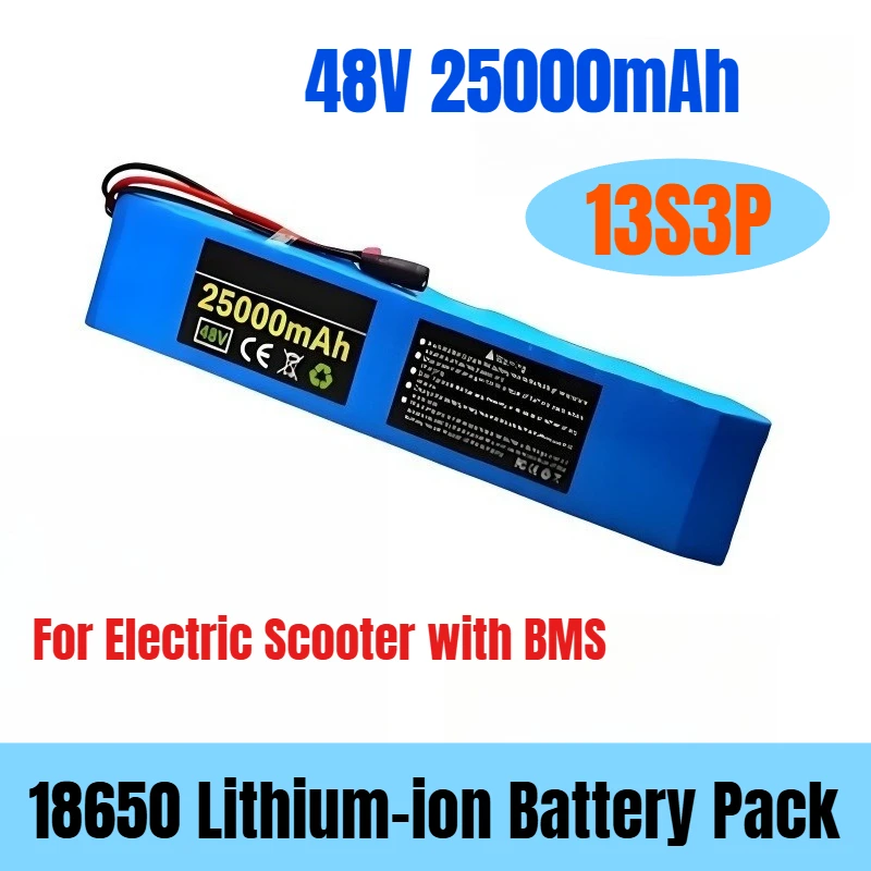 

48v 13S3P 25000mah 18650 Lithium-ion Battery Pack for Electric Scooter with BMS