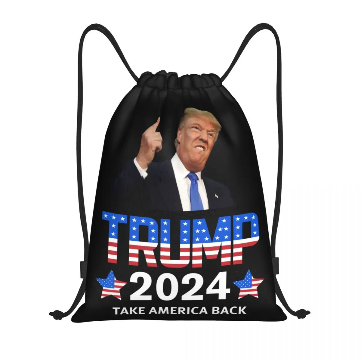 Custom President USA Flag Trump 2024 Election Drawstring Bag Women Men Lightweight Sports Gym Storage Backpack