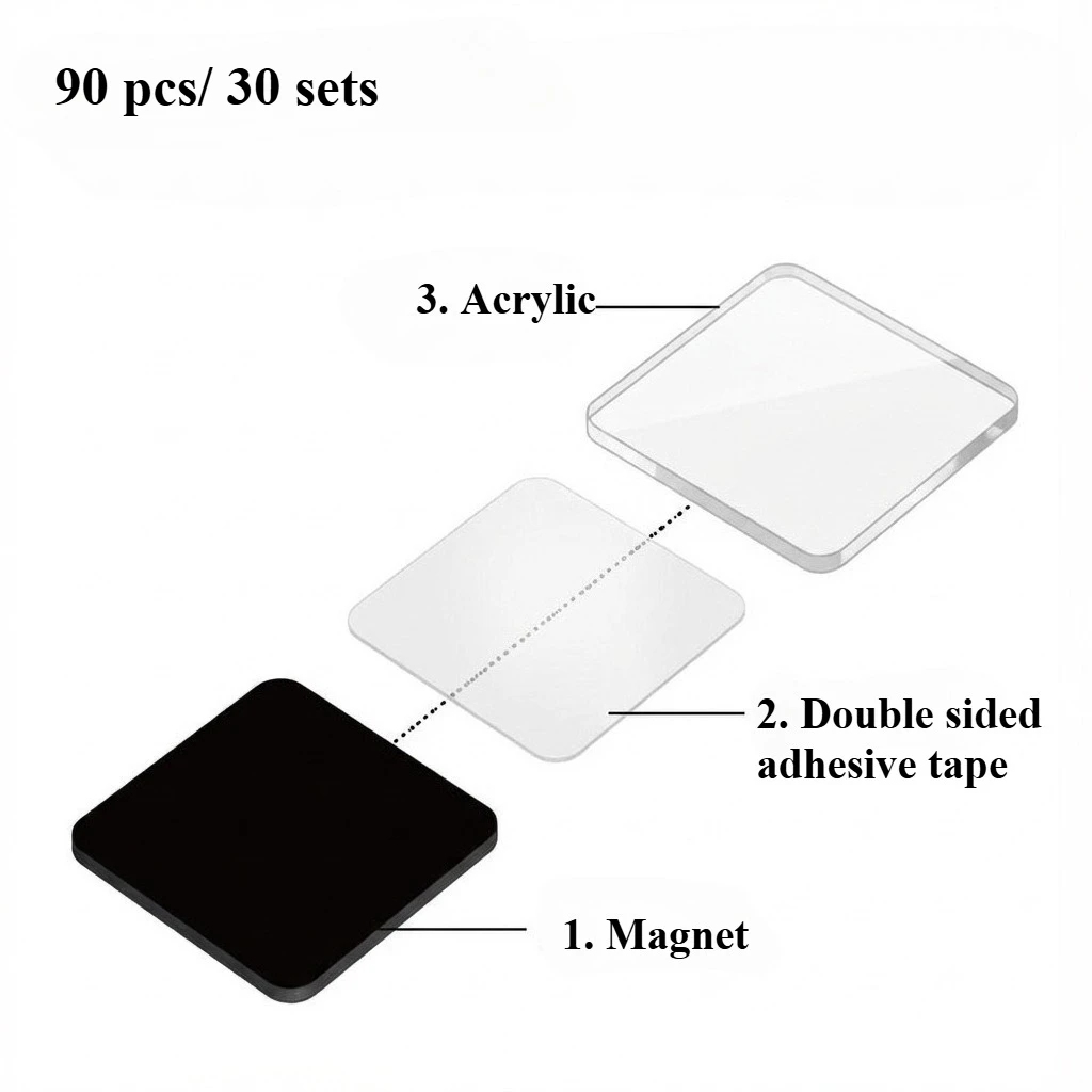 90 Stück Transparente Magnetische Fotorahmen DIY Kühlschrankmagnete für Geburtstagsgeschenke - Magnetische Basis & Vertikale Aufhängung für Bilder – Detail 9