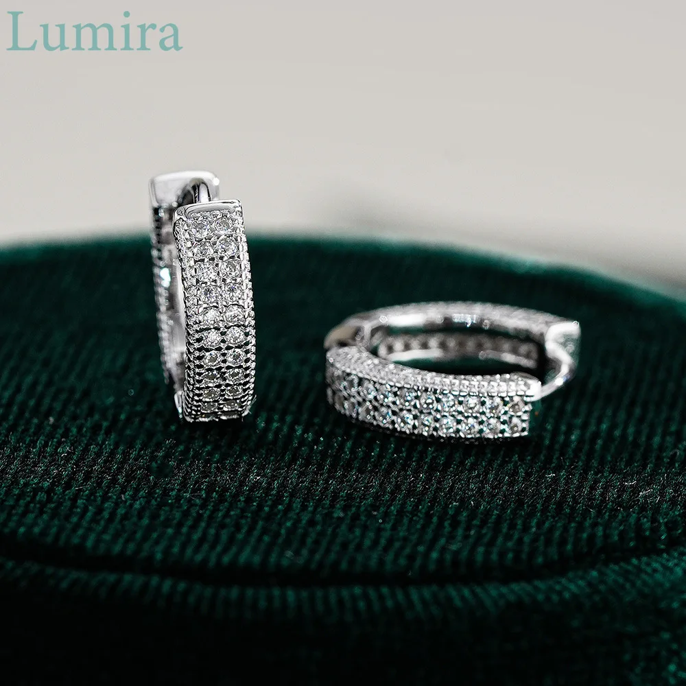 

Lumia Роскошные круглые платиновые серьги-кольца PT950 с полным муассанитом и бриллиантами, 18-каратное золото, свадебные и помолвочные украшения для ушей, подарки