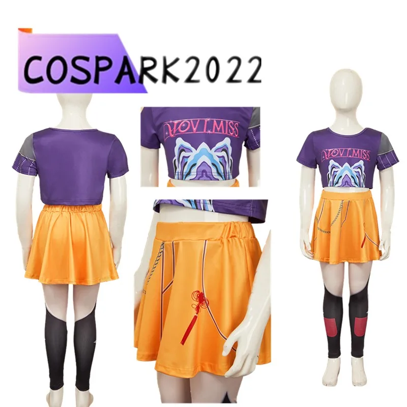 

Детский карнавальный костюм Миры Охотников на 2025 год, футболка с юбкой и демонами для девочек, наряды на Хэллоуин, карнавальный костюм для вечеринки