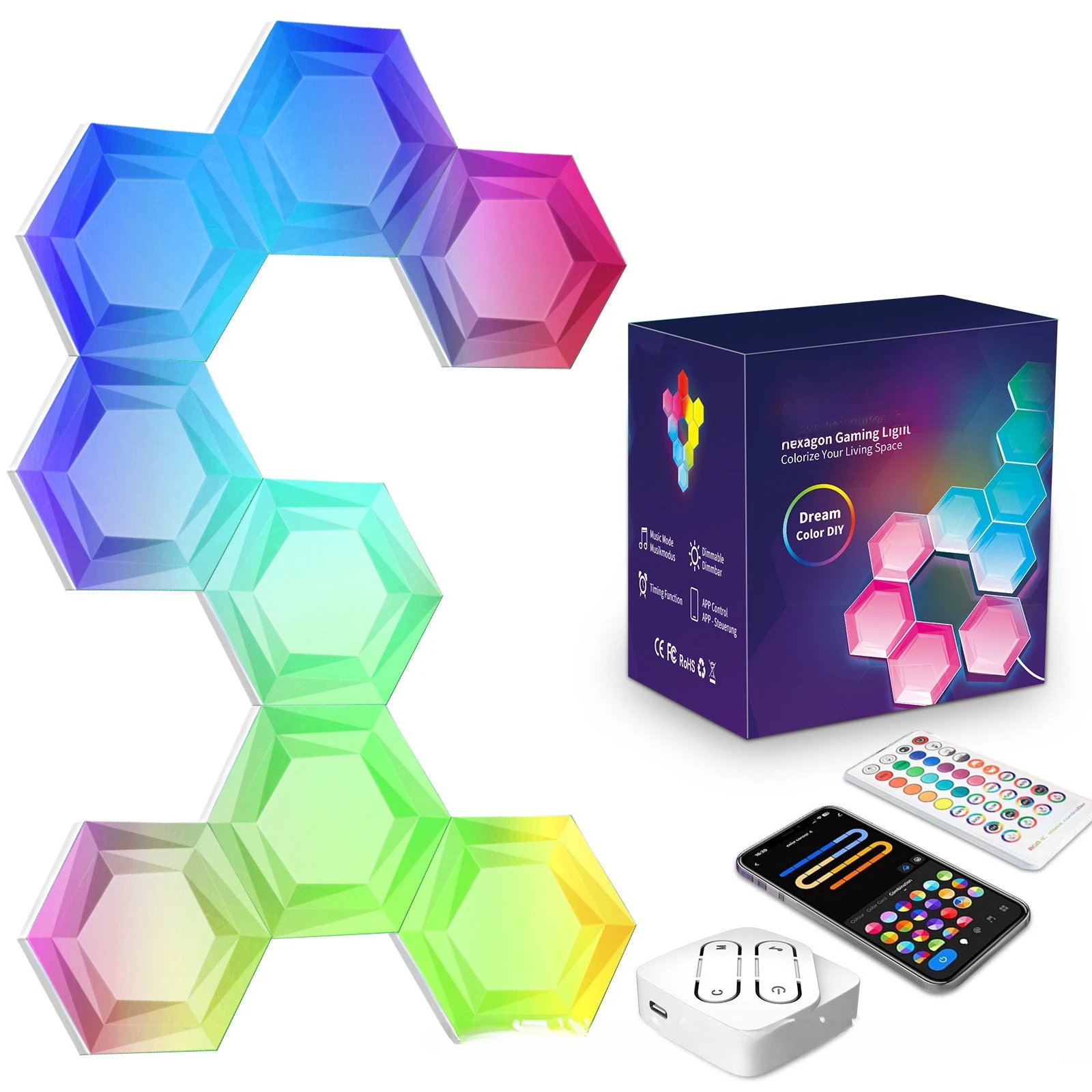 Lampu ambient e-sports, lampu dinding latar belakang pintar, lampu kuantum, lampu graffiti aktif suara, kontrol jarak jauh WIFI APP