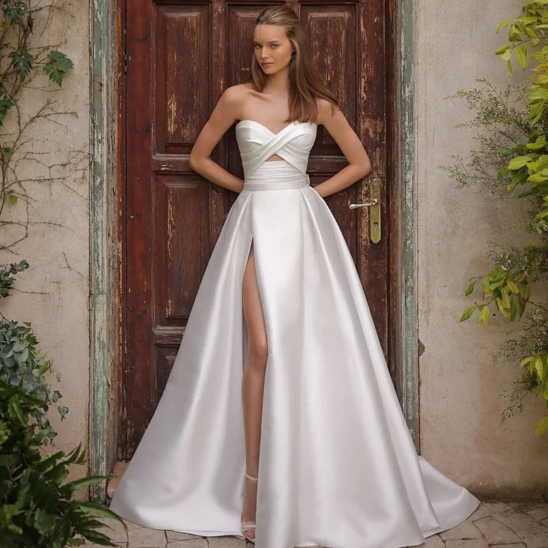 

Eightree Elegant A-Line Princess Wedding Dresses White Sweetheart Corset Bow Bridal Dress 2026 Wedding Ball Prom Gown Customized