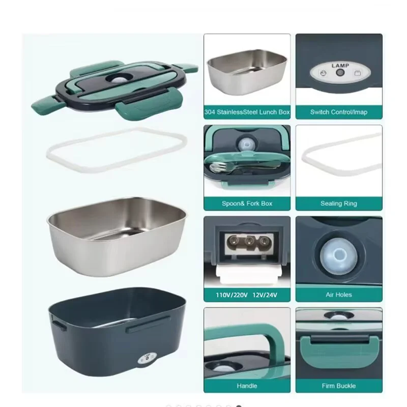 Contenitore per il pranzo elettrico portatile SANQ Contenitore in acciaio inossidabile per casa e ufficio Ideale per viaggi e lavoro Spina europea