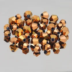 3/4/6/8mm Copper Color Bicone Austrian Crystals Glass 30-200pcs Loose Spacer Beads For Jewelry Making DIY Bracelets Necklaces