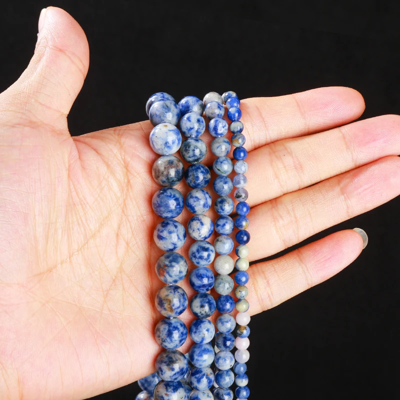 Natural White Blue Vein Sodalite Beads Matte Gemstone 4/6/8/10/12mm Beads Bracelet Faceted Stone Accessory For Jewelry Making