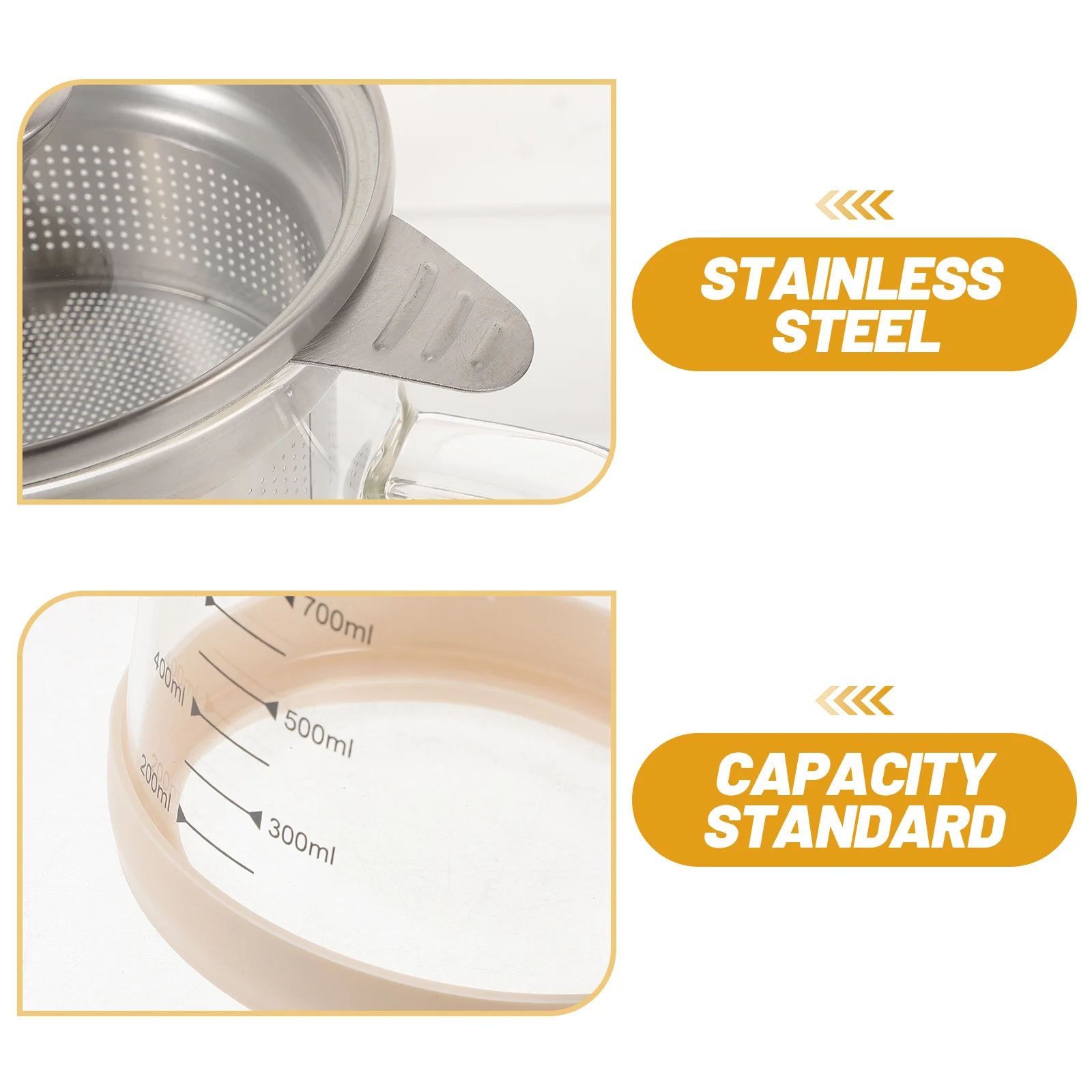 

Soybean Milk Container with Stainless Steel Fine Mesh Strainer Glass Filtered Tea Jug for Juice and Liquid Food Storage