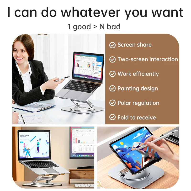 MCHOSE LS928 Foldable Laptop Stand 720° Rotatable Bracket Aluminum Alloy Lifting Cooling Bracket Notebook Holder For Macbook
