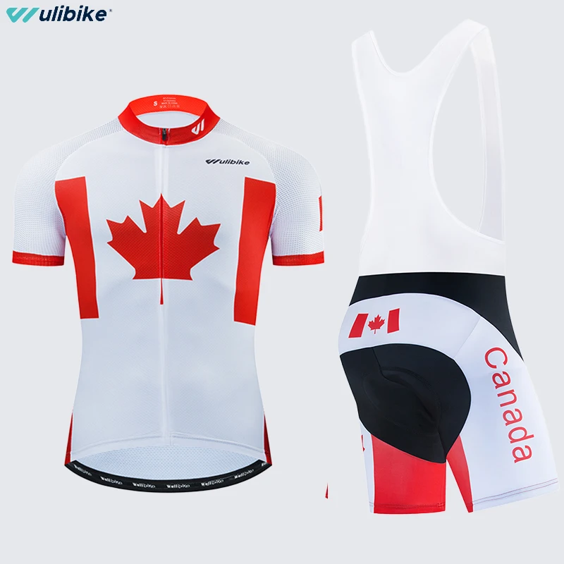 

Мужской велосипедный трикотаж Wulibike с короткими рукавами, мужские быстросохнущие шорты с губчатой подкладкой mtb, костюм канадского красного кленового листа
