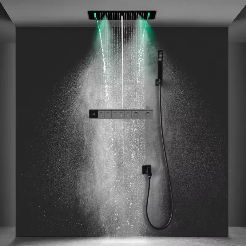 Bathroom Multi-function Big Size Shower Rain Waterfall Mist Spray Bath Set Smart Digital Screen Shower Mixer Faucet