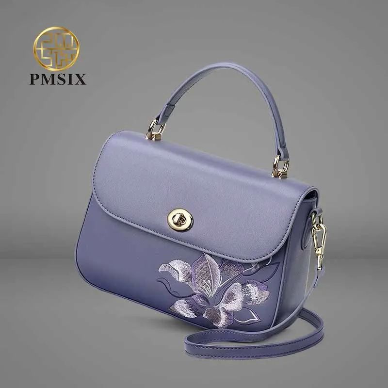 Embroidered cowhide Carrying small bag Cheongsam mother ladies single shoulder crossbody bag