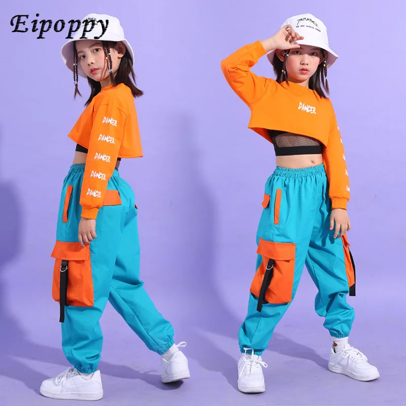 

Hip Hop Clothes Set Kids Crop Top Street Dance Children Jazz Outfits
