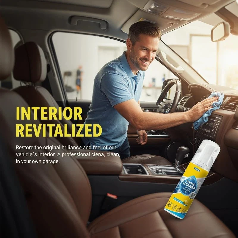 Car Foam Cleaner Lemon Scent 60/100ml Portable with Microfiber Cloths for Auto Seat Dashboard Cleaning