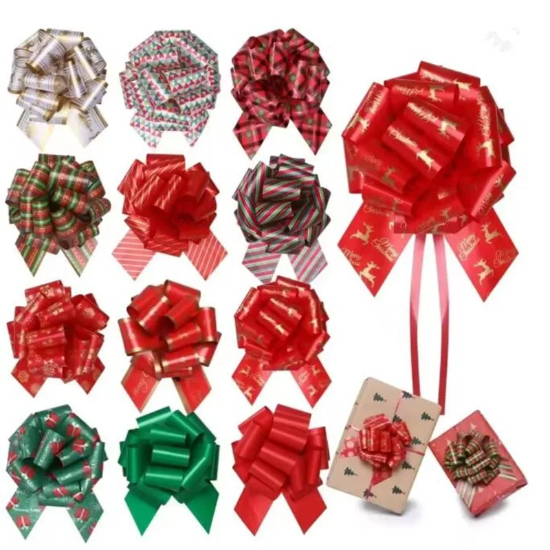 12 Stück Pull Bow Flower Pull Tie Ribbon für Weihnachten Urlaub Geschenkbox Verpackungsband Stereoskopische kugelförmige handgezogene Blume