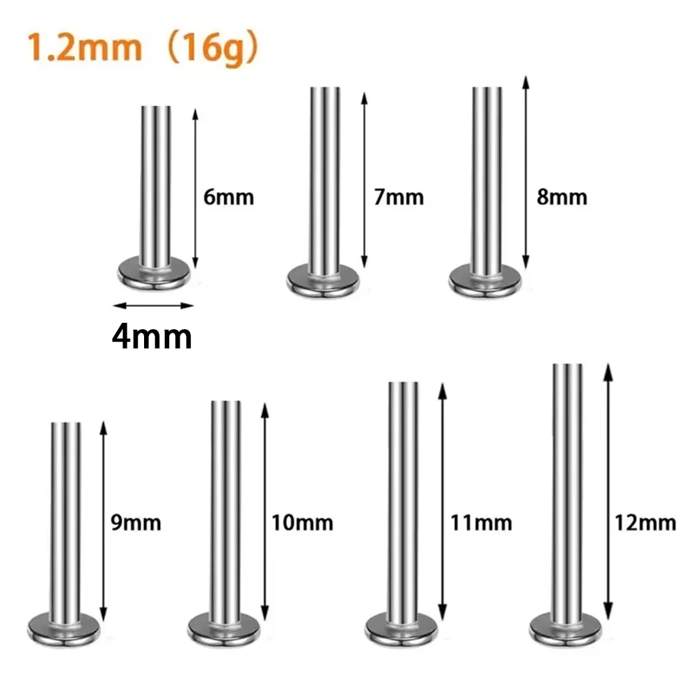 ASTM F136 Titanium Push Pin 5A Zircon Labret Lip Nose Piercing For Women Ear stud Tragus Cartilage Jewelry Piercing