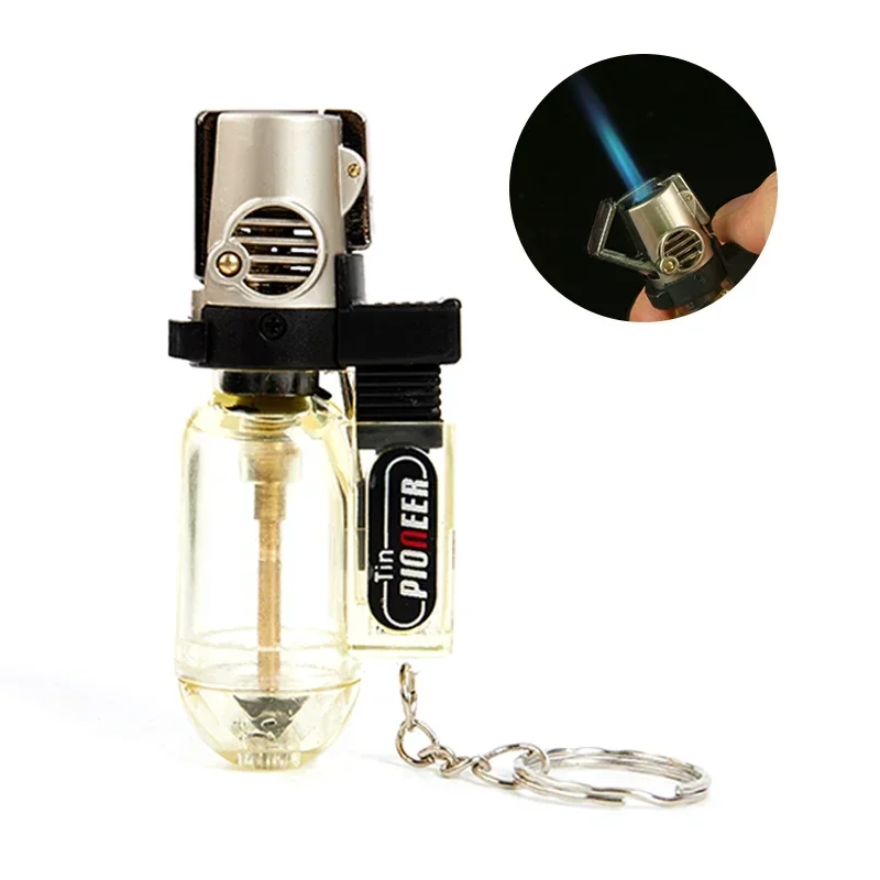 

2025 Windproof Jet Flame Butane Gas Refillable Lighter Jet Blue Flame Keychain Lighter for Kitchen BBQ Lighters Smoking Gifts