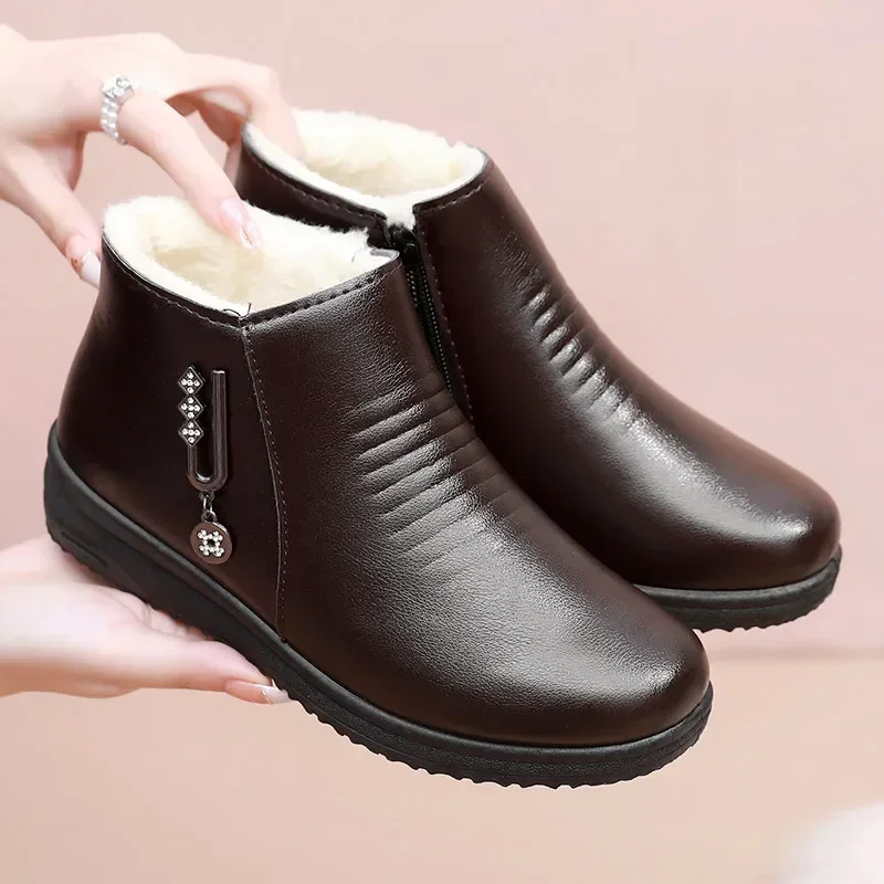 Winter Warm Women Boots Thick Plush Ankle Boots Woman Zipper Comfortable Outdoor Snow Boots Fashion Cotton Shoes Botas De Mujer