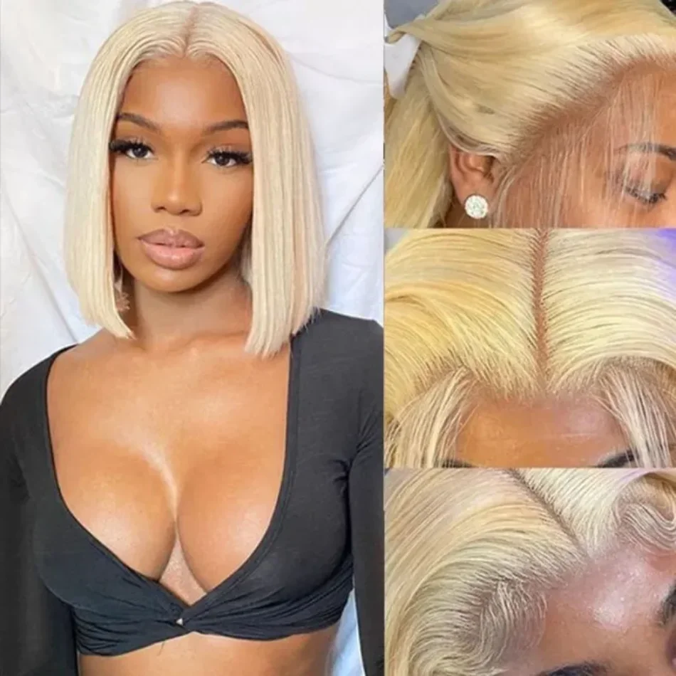 Miss Rola 13x6 Short Bob Lace Front Wigs 100% Human Hair Brazilian Blonde 13x4 Lace Frontal Wigs Remy BOB Wigs Transparent Lace