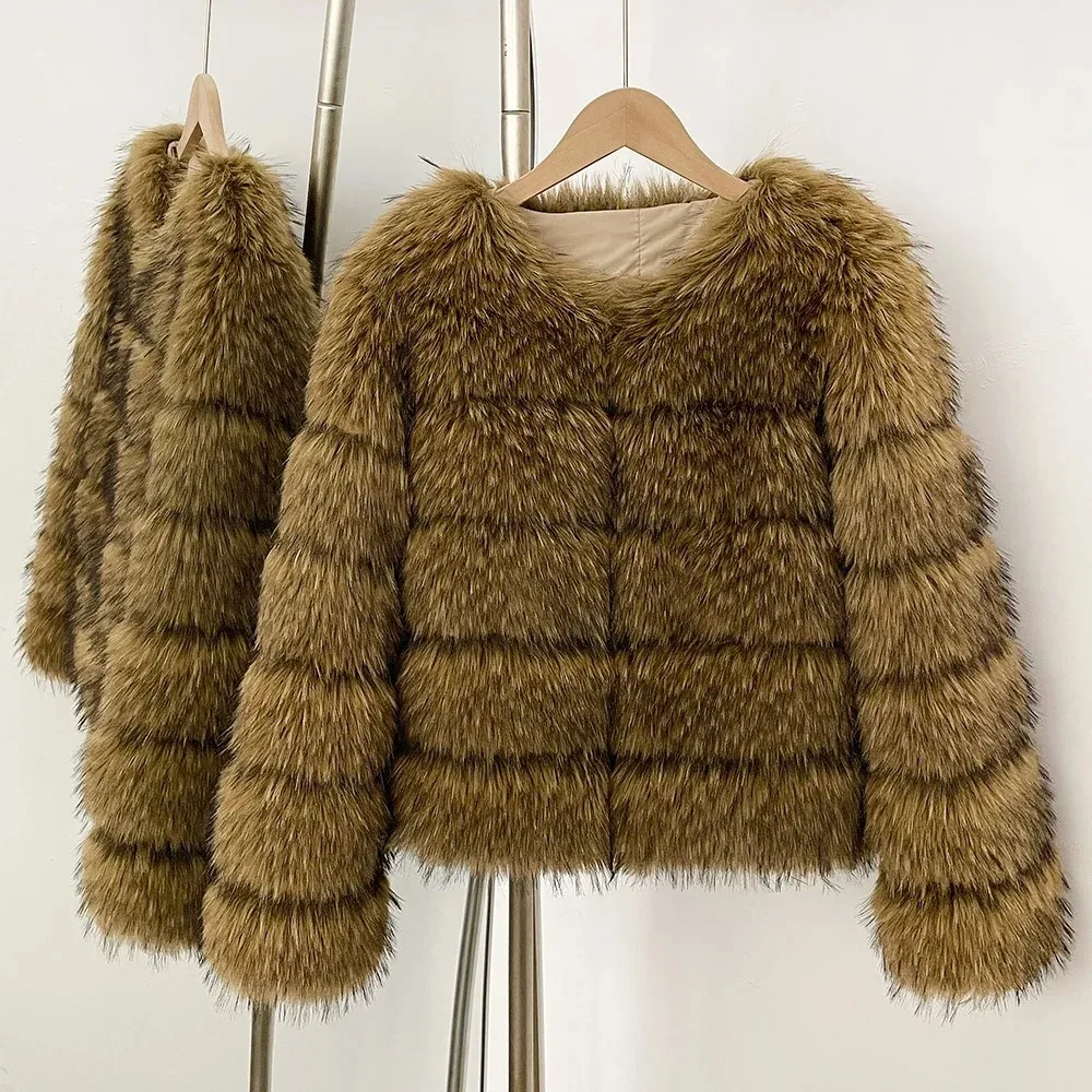 

OFTBUY Faux Fur Coat Warm Faux Fur Jacket Female Autumn Winter Fake Fur Coat Fluffy Thick Artificial Overcoat Eco-friendly Women