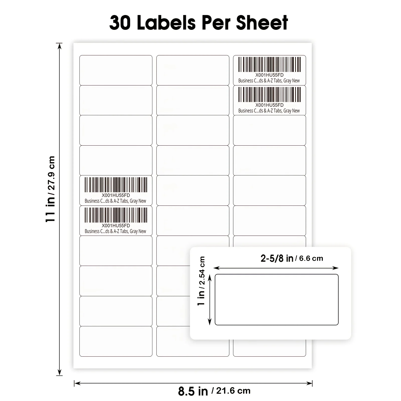 100 Sheets of Premium  Sticker Labels - Matte White Paper, Strong Adhesive, Dries Quickly, Holds Ink Well - For Inkjet or Laser