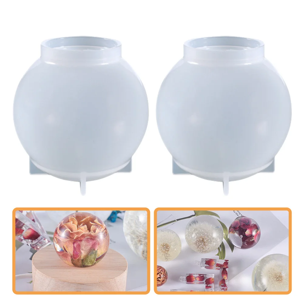 

2pcs Silicone Ball Mold DIY Crystal Craft Sphere Molds Resin Epoxy Globe Making Family Decor Gift Durable Reusable