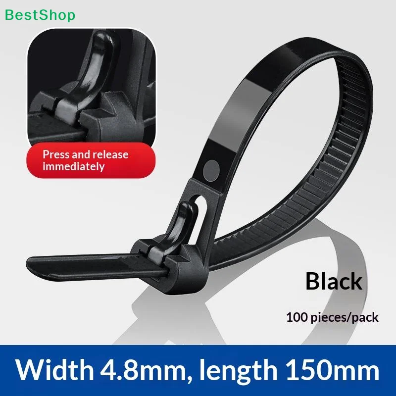 

Многоразовые кабельные стяжки Elva - 150 мм x 4,8 мм, черные нейлоновые стяжки-хомуты