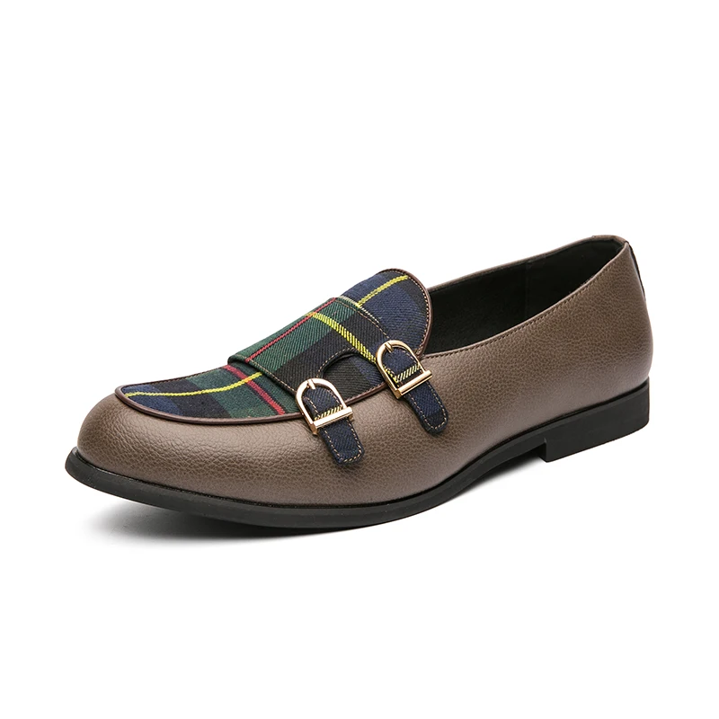 

Men's motorcycle fashion trend leather shoes color blocked men's shoes
