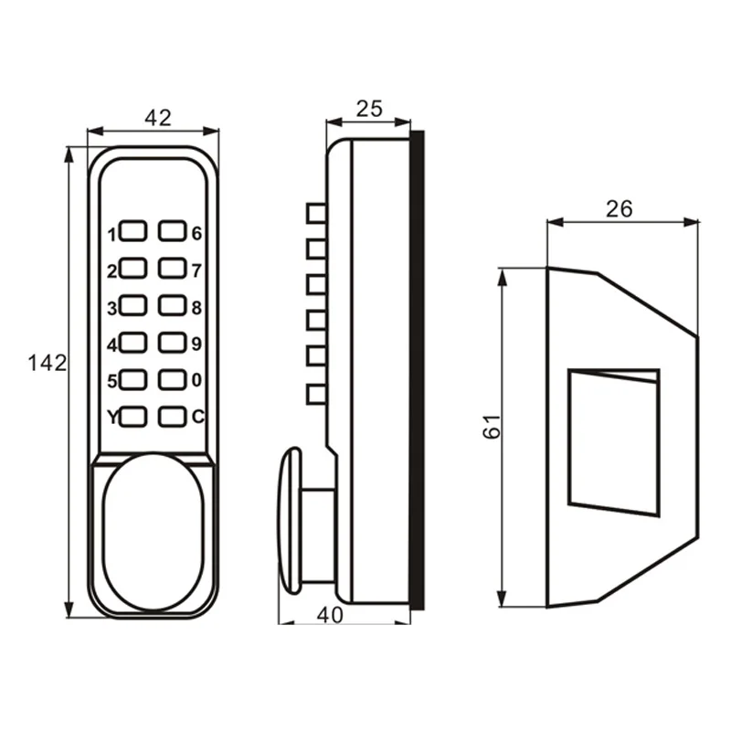 LACHCO Mechanical Door Locks Waterproof Keyless Digital Machinery Code Keypad Password Entry Door Lock L17006