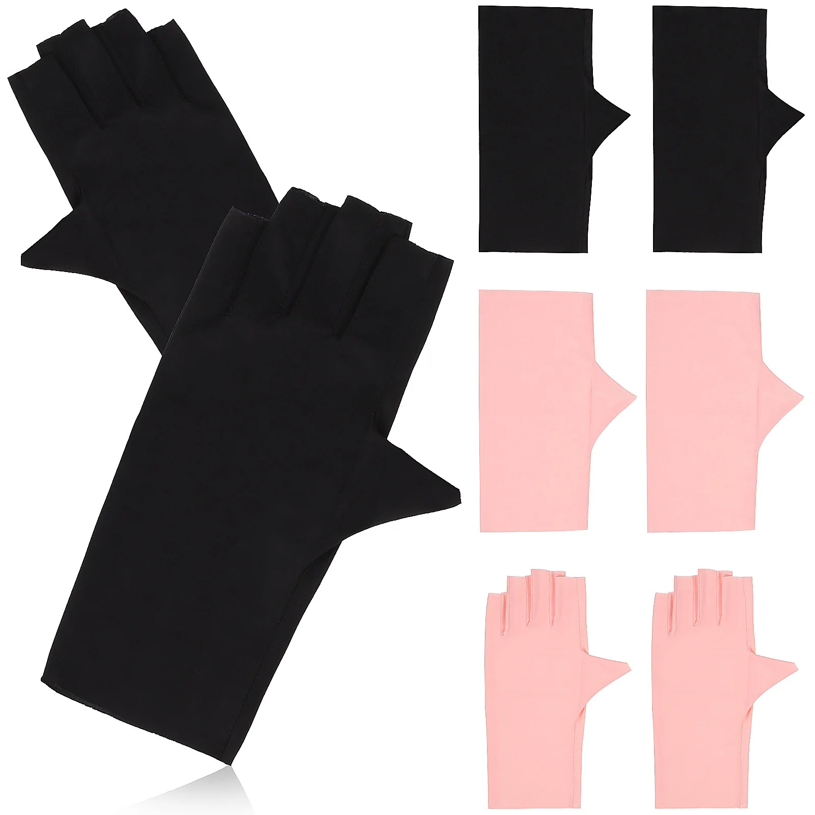 4 قطعة قفازات مانيكير بدون أصابع حماية من الأشعة فوق البنفسجية لأظافر الجل مستلزمات فن الأظافر قفازات نايلون مرنة عالية للنساء لركوب الدراجات #3