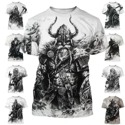 New Men's Black and White Line Tattoo Pattern 3d Short-sleeved T-shirt Tops Street Hip-hop Harajuku Cool T-shirt